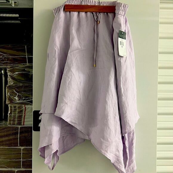 NWT Ralph Lauren lavender layers linen viscose blend skirt 1X spring - Picture 1 of 8
